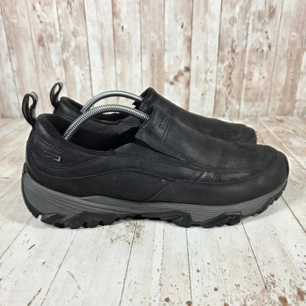 Merrell‎ Coldpack Ice+ Moc Waterproof Black Leather Vibram Arctic Grip Mens 11